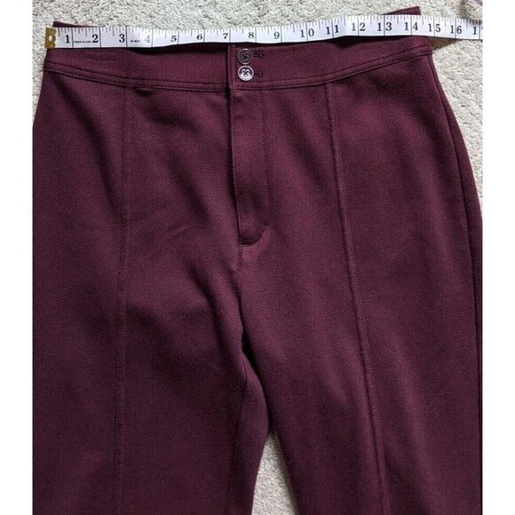 Maeve by Anthropologie Seamed Flare High Rise Cropped Burgundy Pants US 6 - Picture 4 of 10